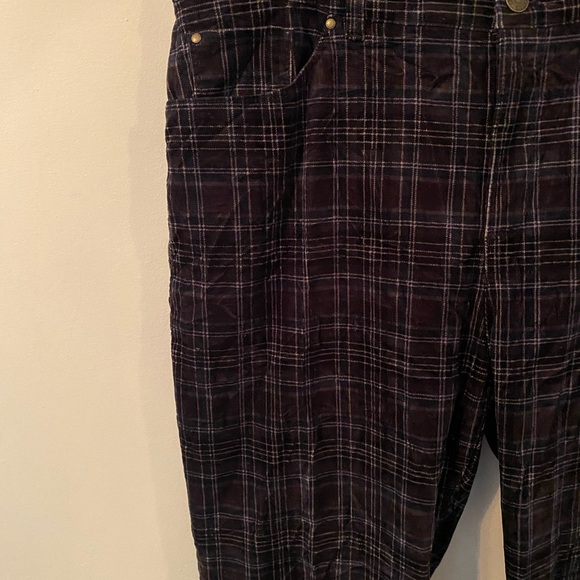 charter Club women’s black plaid corduroy . Straight leg size 16. - Picture 2 of 6